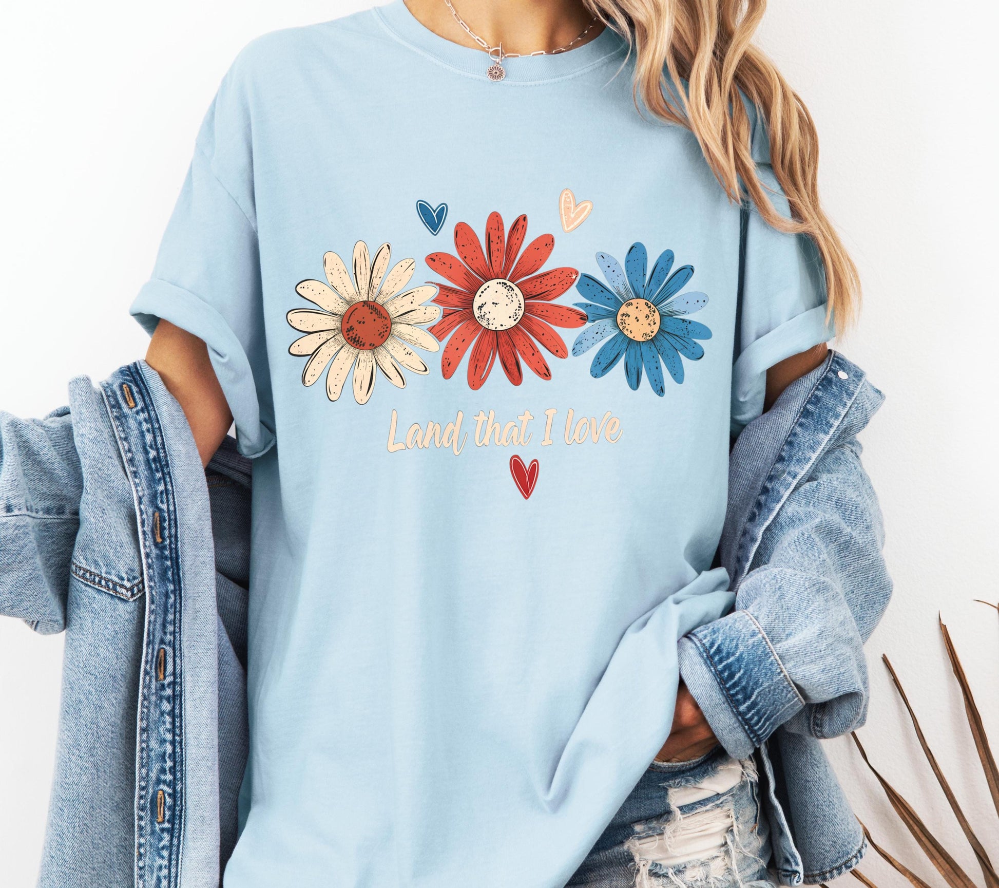 Land That I Love Comfort Colors® Daisy T-shirt, Cute Trendy Graphic Tee For Woman, 4th of July, Memorial Day