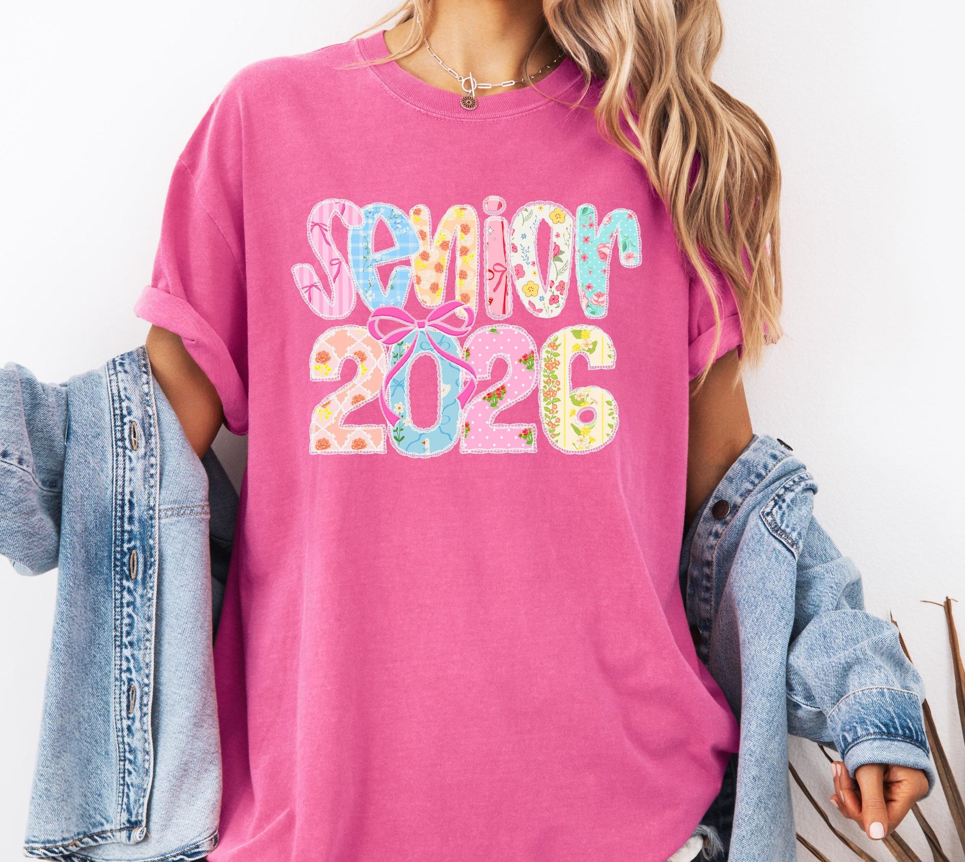 Senior 2026 Comfort Colors® Mom T-shirt, 2026 Graduate Shirt, 2026 Graduation Tee, Floral Senior Shirt, Trendy Bow Graduate Shirt