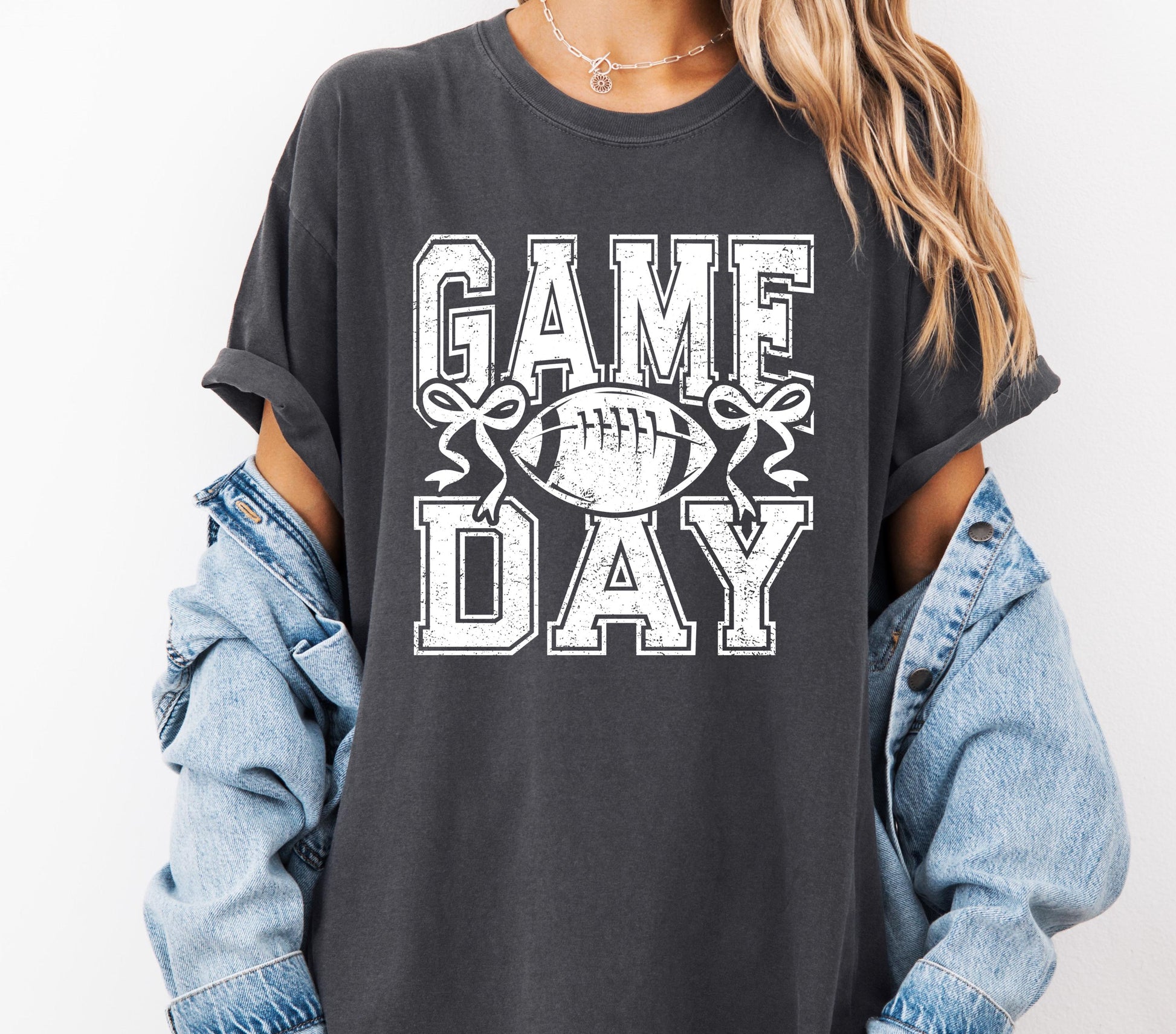 Game Day Bow Varsity Comfort Colors® Shirt, Football Tee, Simple Sporty Tshirt for Game Lovers, Football Tee, Baseball Shirt, Hockey Tshirt