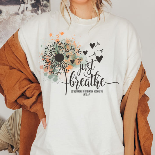 Just Breathe Bible Verse Christian T-shirt
