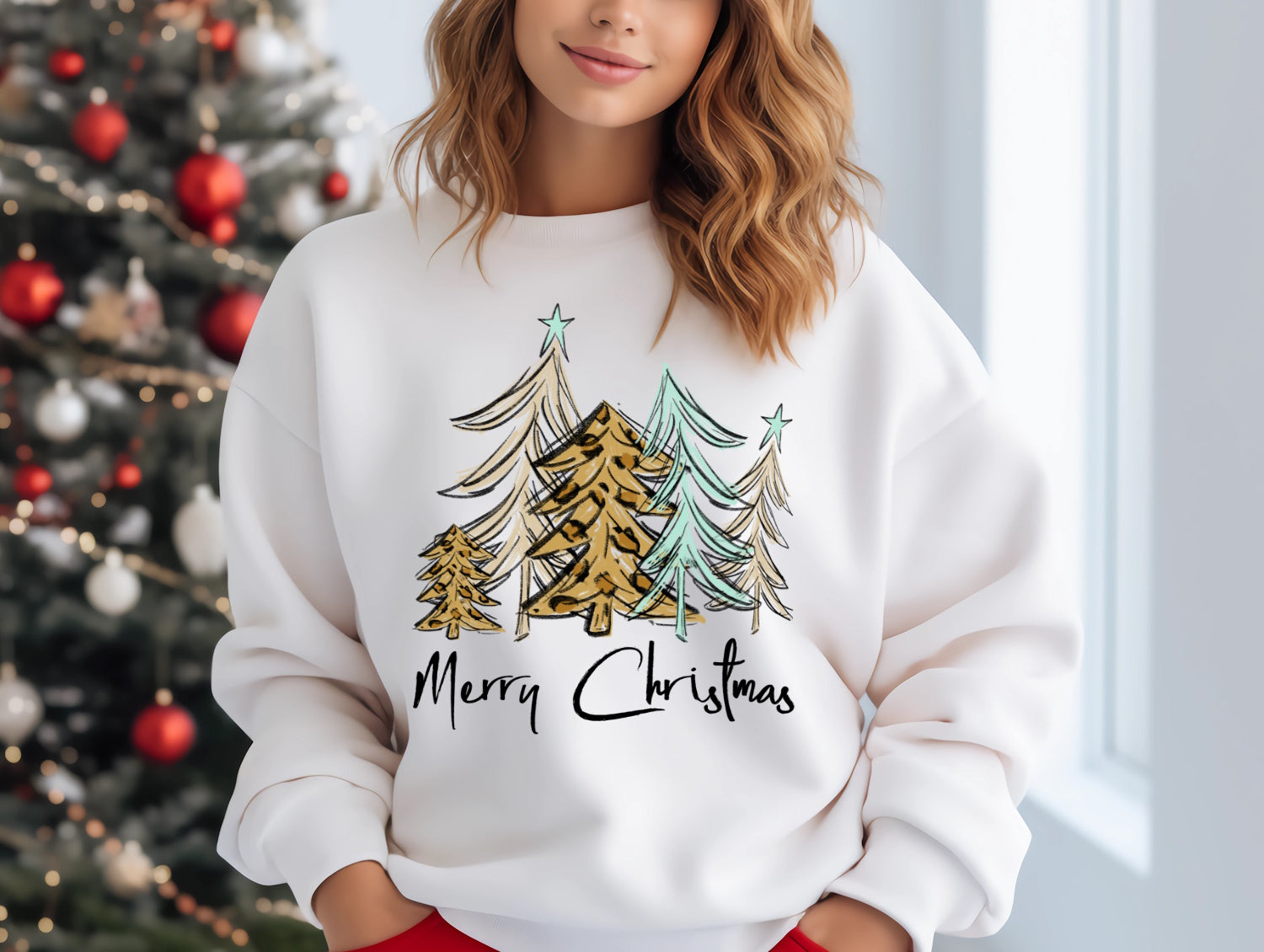 Leopard print 2025 christmas tree jumper