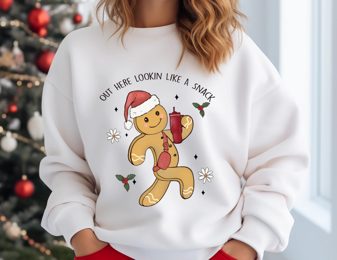 Out Here Lookin Like A Snack Bougie Christmas Gingerbread Crewneck Sweatshirt