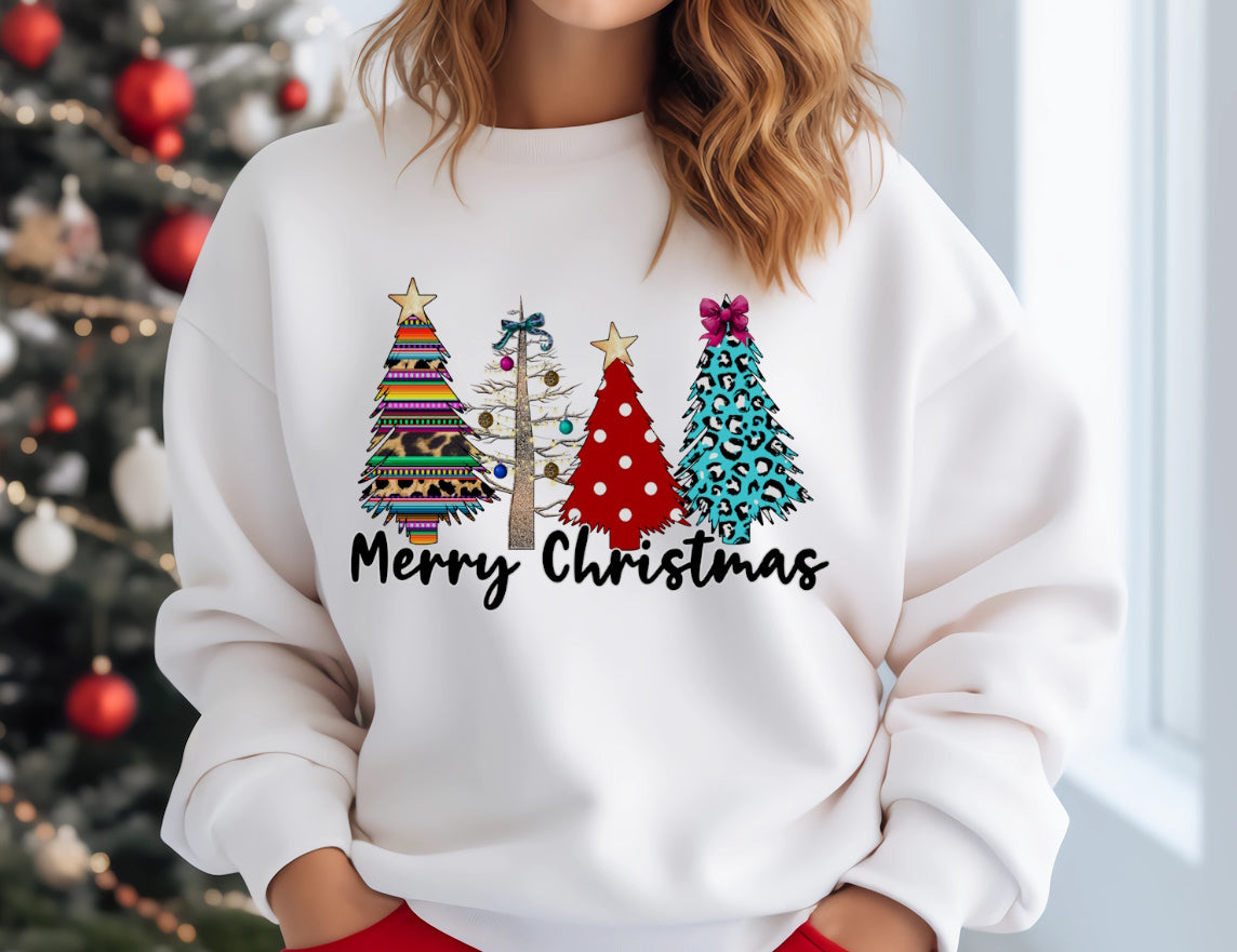 Merry Christmas Serape Trees Crewneck Sweatshirt