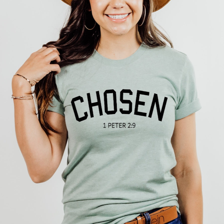 Chosen 1 Peter 2:9, Faith Shirt, Jesus Love, Christian Gift Unisex Tee Novelty T-Shirt