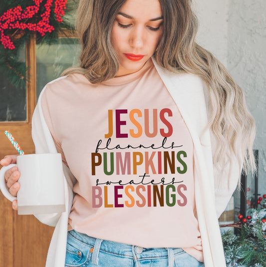 Jesus Flannels Pumpkins Blessings T-shirt