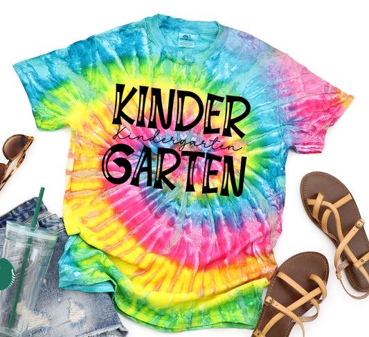 Kindergarten Back To School Teacher Shirt Tie Dye Graphic Tee T-Shirt