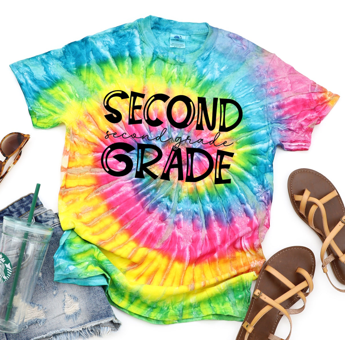 Second Grade Team Back To School Teacher Shirt Tie Dye Graphic Tee T-Shirt