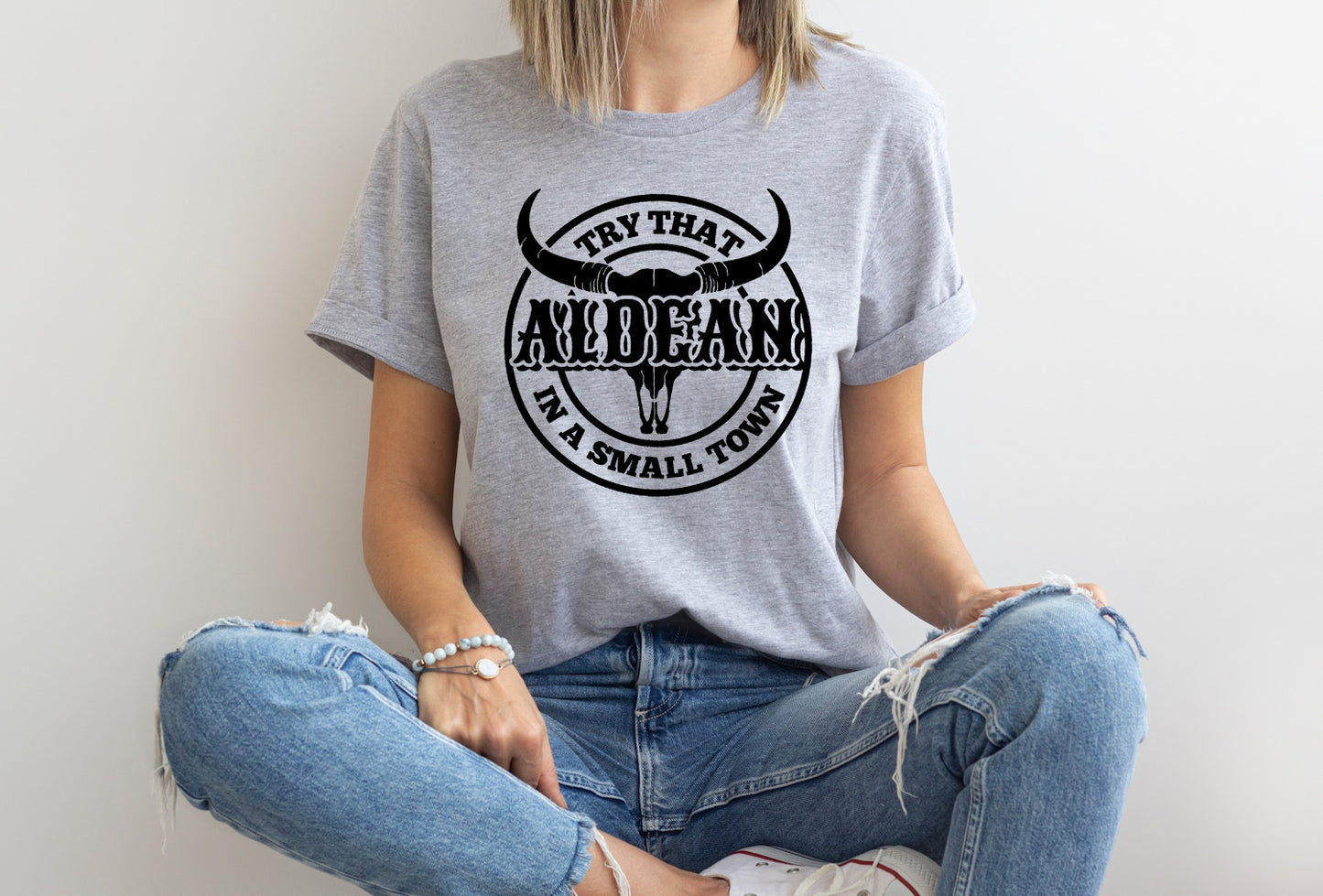 Try That In A Small Town Unisex V Neck Graphic Tee T-Shirt