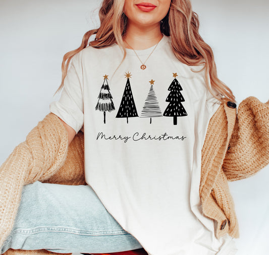 Merry Christmas Modern Trees Christmas Shirt