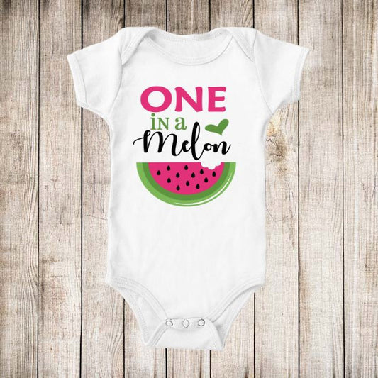 One in a Melon 1st Birthday Pink Green Watermelon Birthday Shirt