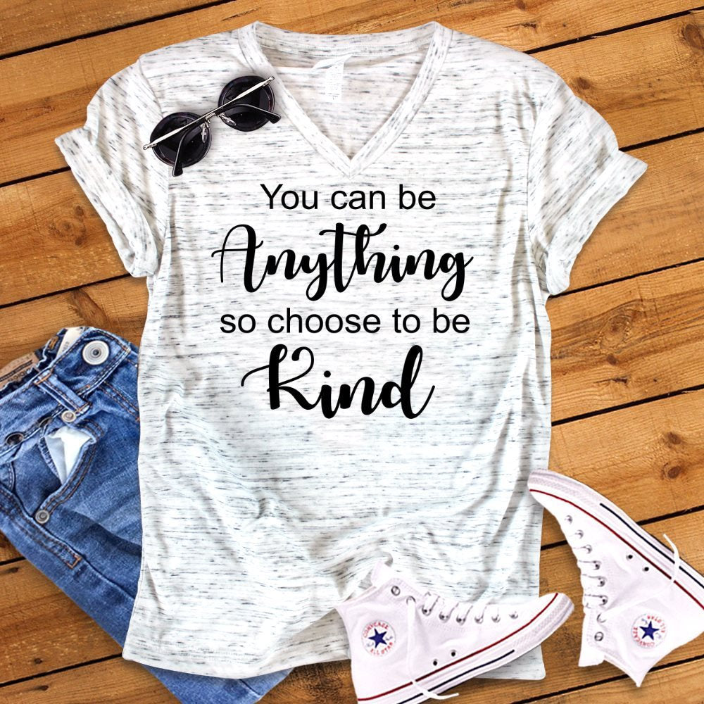 Choose To Be Kind Positive Teacher Anti Bully Unisex V Neck Graphic Tee T-Shirt