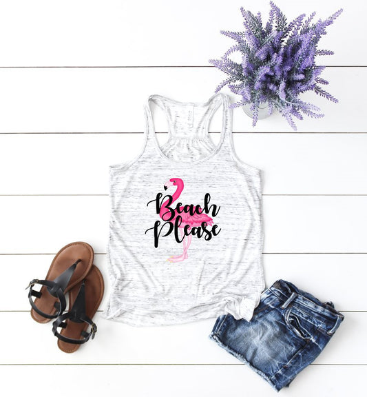 Beach Please Flamingo Girl Novelty Sarcasm Tank Top T-Shirt