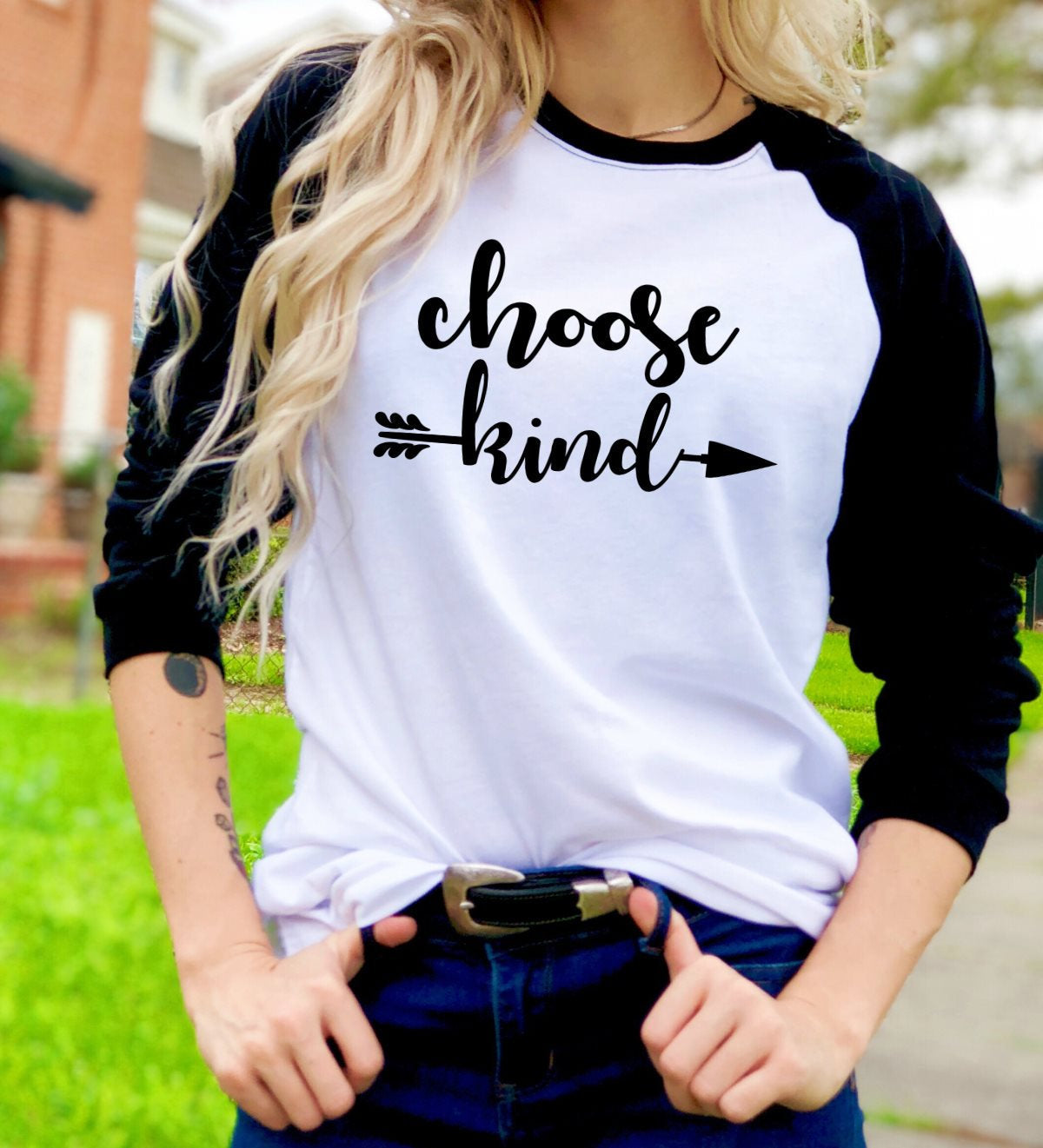 Choose Kind Positive Teacher Anti Bully Inspirational Graphic Tee T-Shirt Raglan Shirt