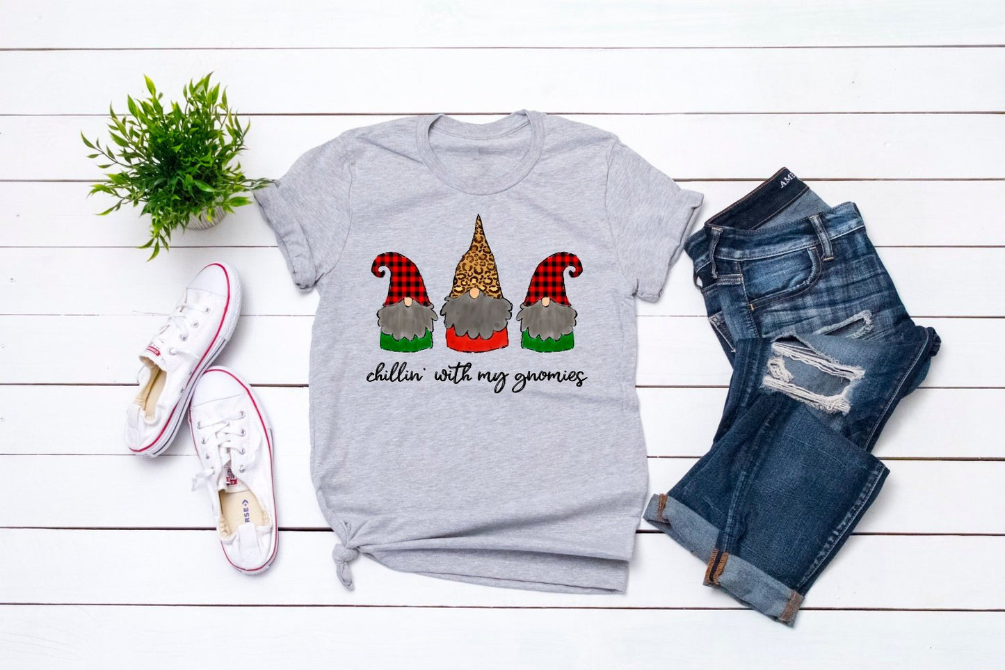 Chillin With My Gnomies Funny Christmas Chilling With Gnomes Unisex Sport Grey T-Shirt