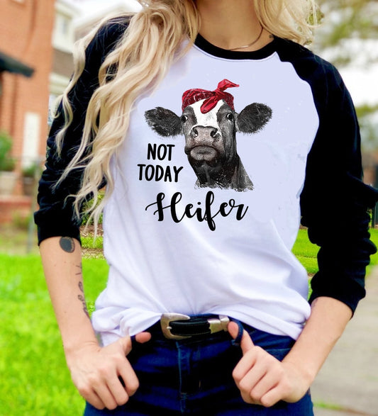 Not Today Heifer Bandana Funny Cow Farmer Novelty Graphic Tee T-Shirt Raglan Shirt