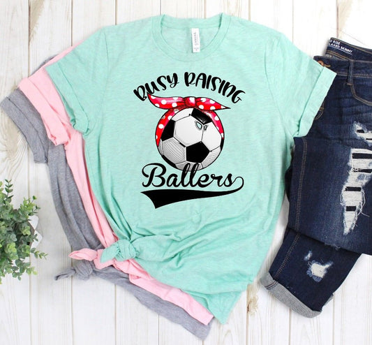 Busy Raising A Baller Soccer Mom Bandanna Novelty T-Shirt