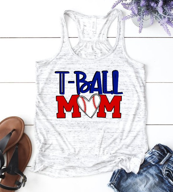 T-Ball Mom Baseball Mom Heart Racerback Woman&#39;s Shirt Tank Top T-Shirt