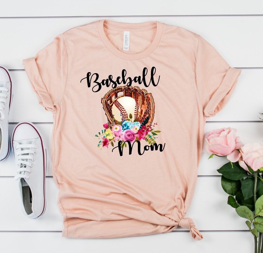 Baseball Mom Floral Watercolor Novelty T-Shirt