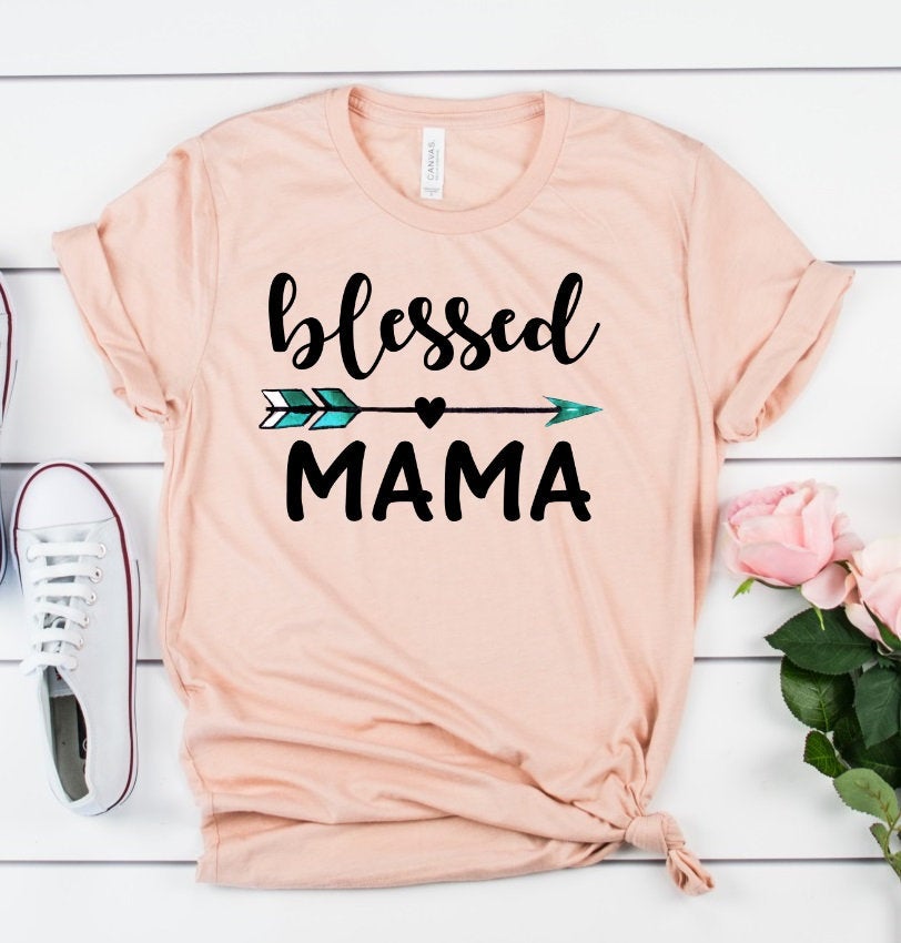 Blessed Mama Mom Christian Arrow Novelty T-Shirt
