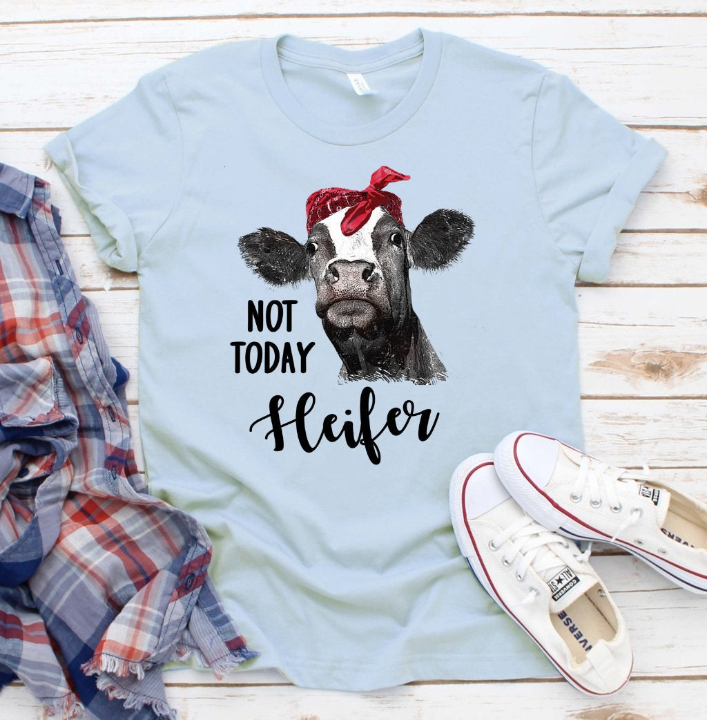 Not Today Heifer Funny Cow Bandanna Farm Tee Novelty T-Shirt