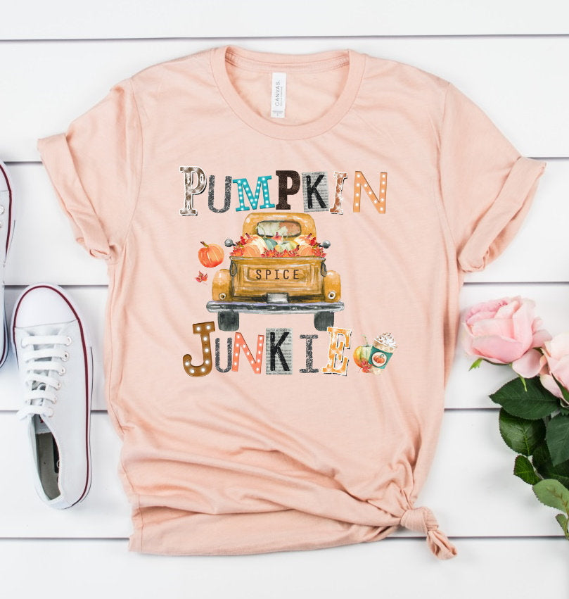 Pumpkin Spice Junkie Vintage Truck Fall Autumn Novelty T-Shirt
