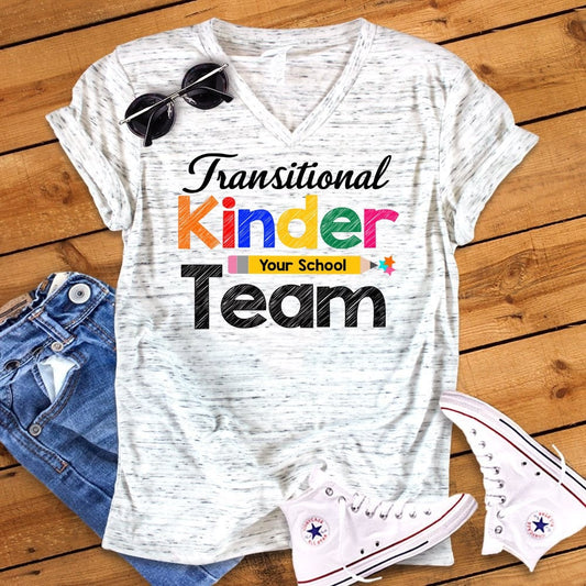 Transitional Kinder Team Personalized Kindergarten Teacher V-Neck Shirt