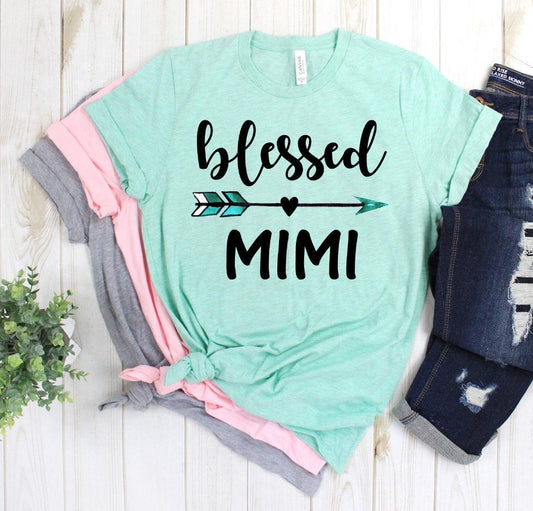 Blessed Mimi Grandma Mom Christian Arrow Novelty T-Shirt