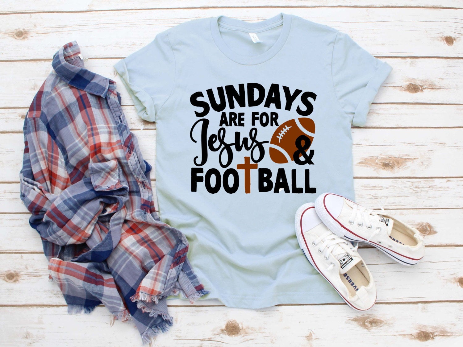 Sunday&#39;s Are For Jesus And Football Christian Unisex Tee Novelty T-Shirt
