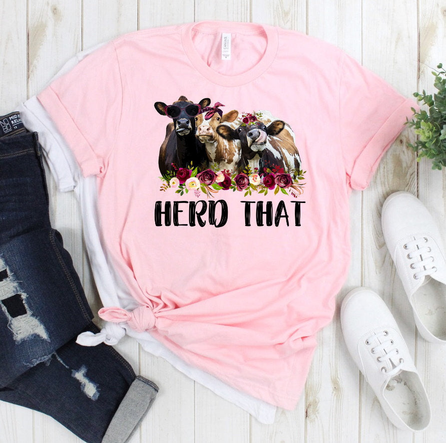 Herd That Funny Crazy Heifer Funny Cow Farm Tee Novelty T-Shirt