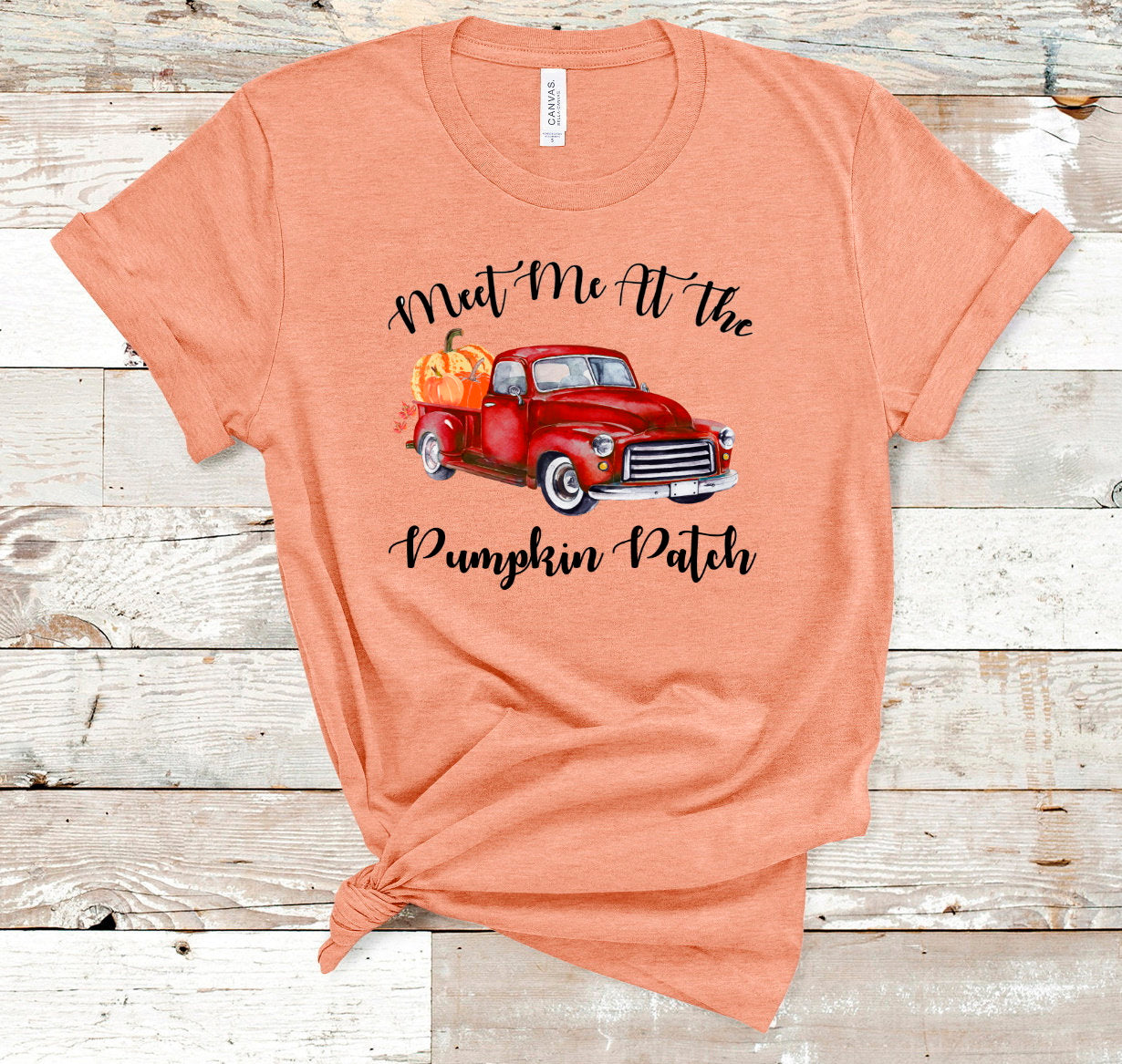 Meet Me At The Pumpkin Patch Fall Autumn Vintage Watercolor Truck Novelty T-Shirt