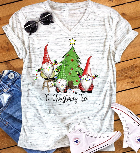 O Christmas Tree Gnomes Funny Chilling Gnomies Christmas Bella Unisex V Neck T-Shirt