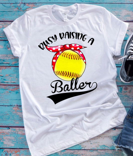 Busy Raising A Baller Softball Mom Bandanna Novelty T-Shirt