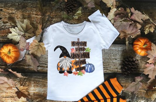 Halloween Gnome Pumpkin Fall Autumn Hay Ride Orchard Shirt