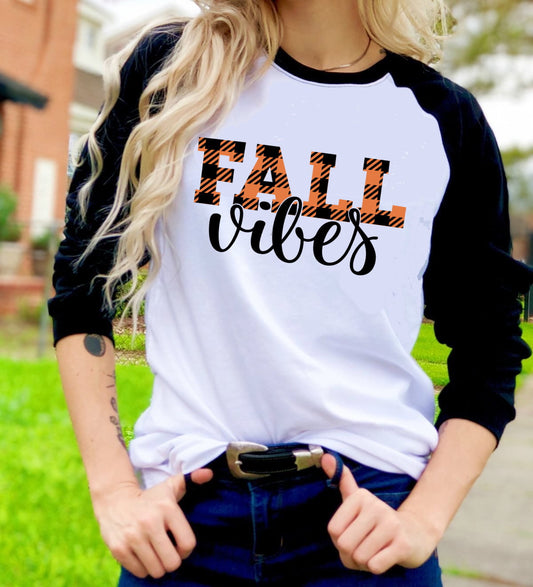 Fall Vibes Buffalo Plaid Pumpkin Patch Fall Apple Orchard Halloween t-shirt Raglan shirt