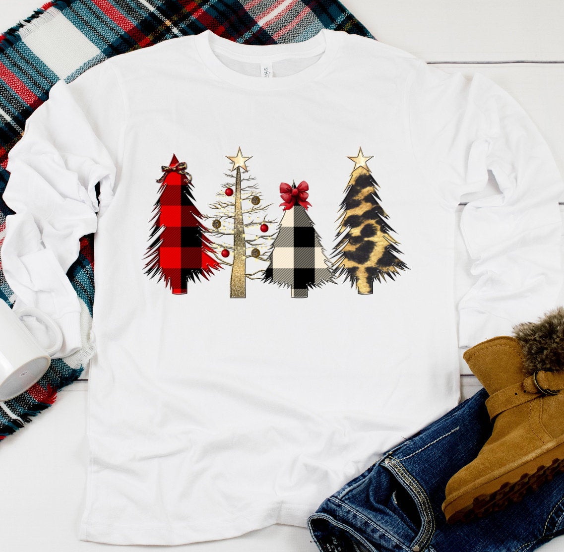 Wild Christmas Trees Buffalo Plaid t-shirt shirt Novelty Graphic Tee t-shirt Shirt