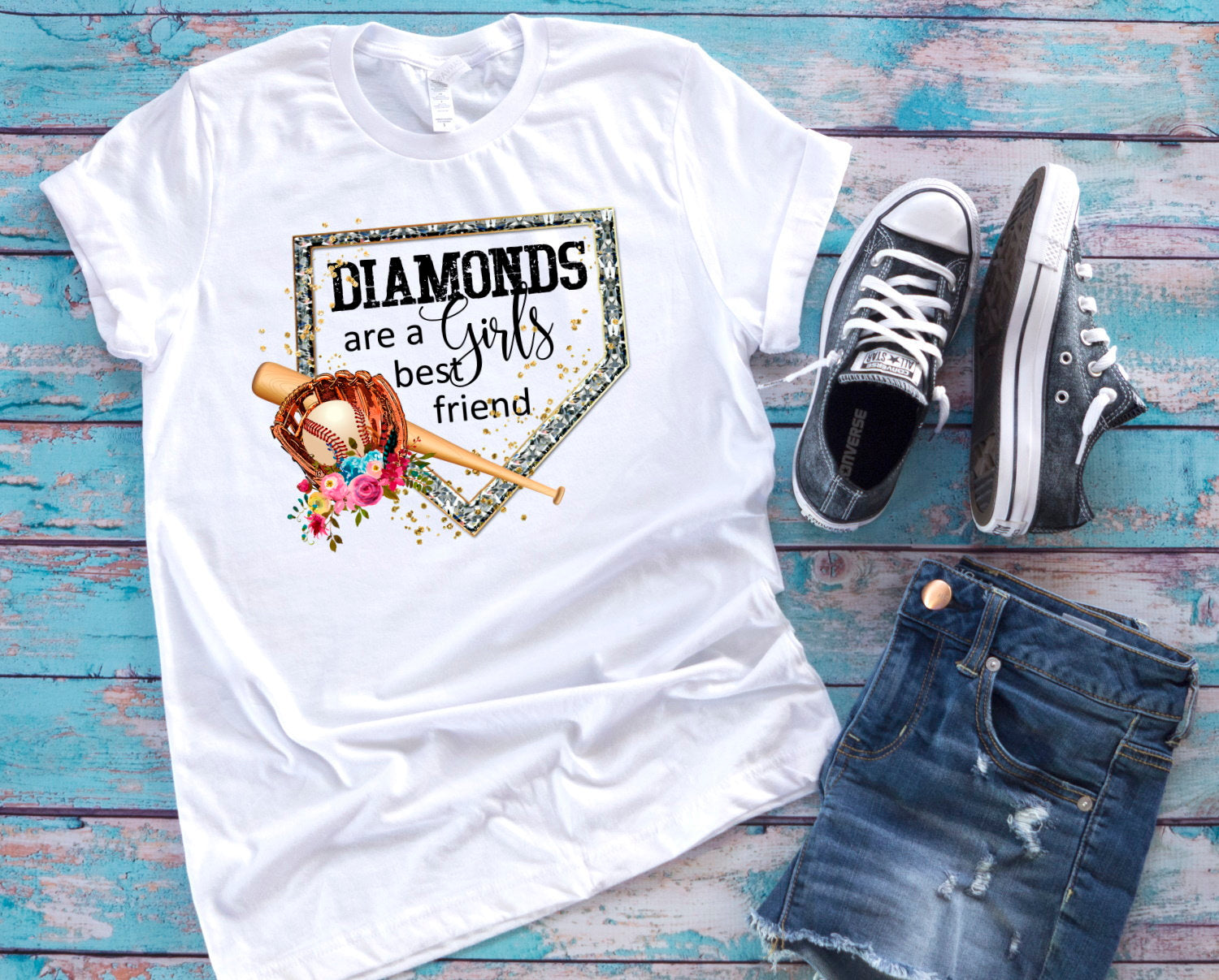 Diamonds Are A Girls Best Friend Softball Ball Sports Kids Youth T Shirt
