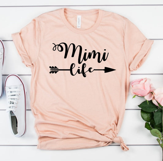 Mimi Life Grandma New Grandma Pregnancy Reveal Announcement Unisex Grandmother Tee Novelty T-Shirt