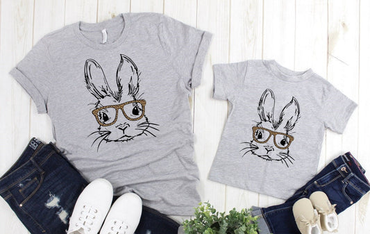 Bunny Rabbit With Leopard Glasses Love Adult Kids Toddler Baby Shirt