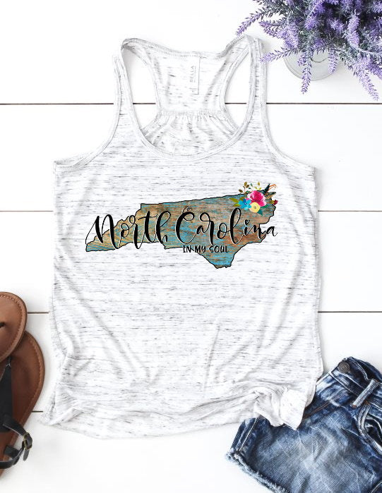 North Carolina In My Soul Watercolor Woman&#39;s Novelty Tank Top T-Shirt