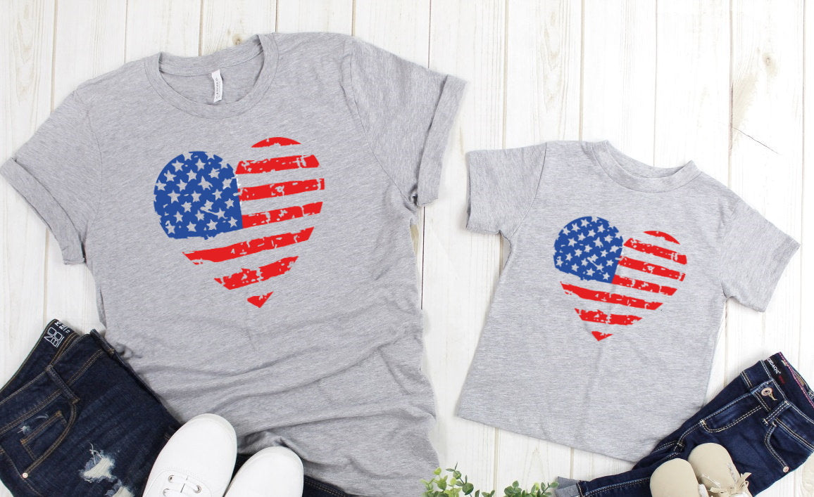 Patriotic Peace Heart 4th July America Americana American Pride Adult Kids Toddler Baby Shirt