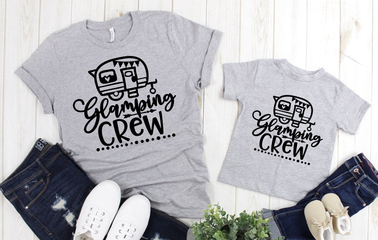 Glamping Crew Camper Tribe Camping Vacation Adult Kids Toddler Baby Shirt