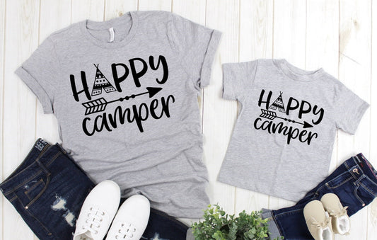 Happy Camper Arrow Tribe Camping Vacation Adult Kids Toddler Baby Shirt