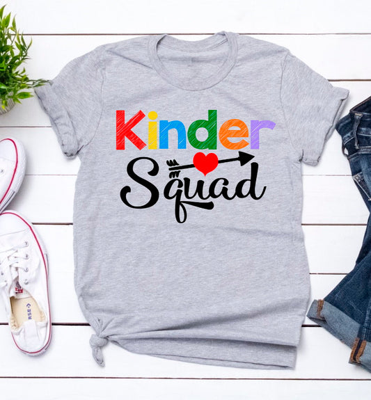 Kinder Squad Team Back To School Kindergarten Squad Teacher Novelty T-Shirt