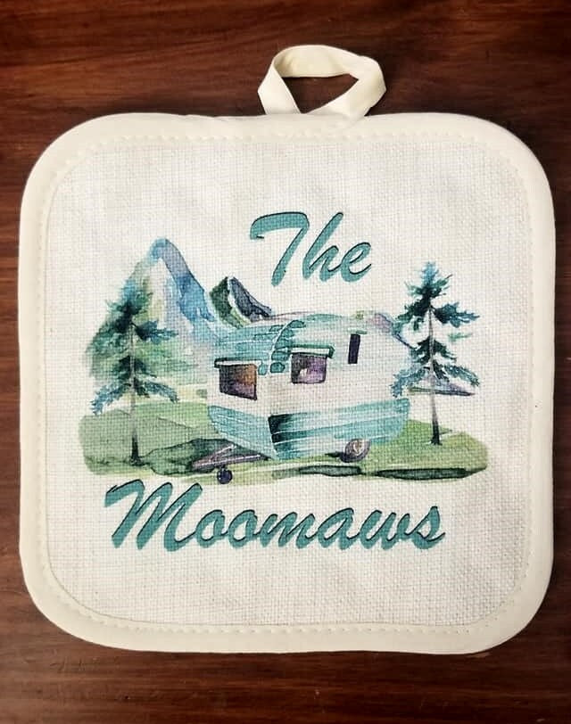 Personalized Oven Mitt & Pot Holder Set, Camper Gift Set Personalized Oven Mitts, Gifts for Mom, Camping RV