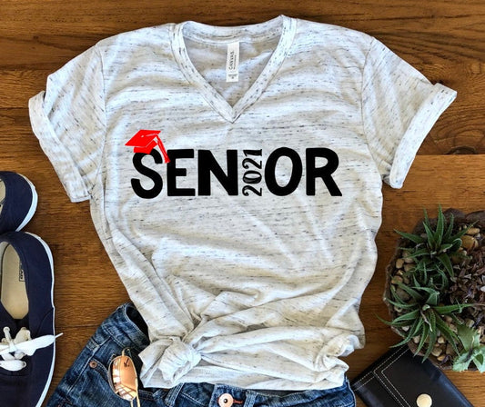 Senior 2021 Graduate Graduation Unisex V Neck T-Shirt