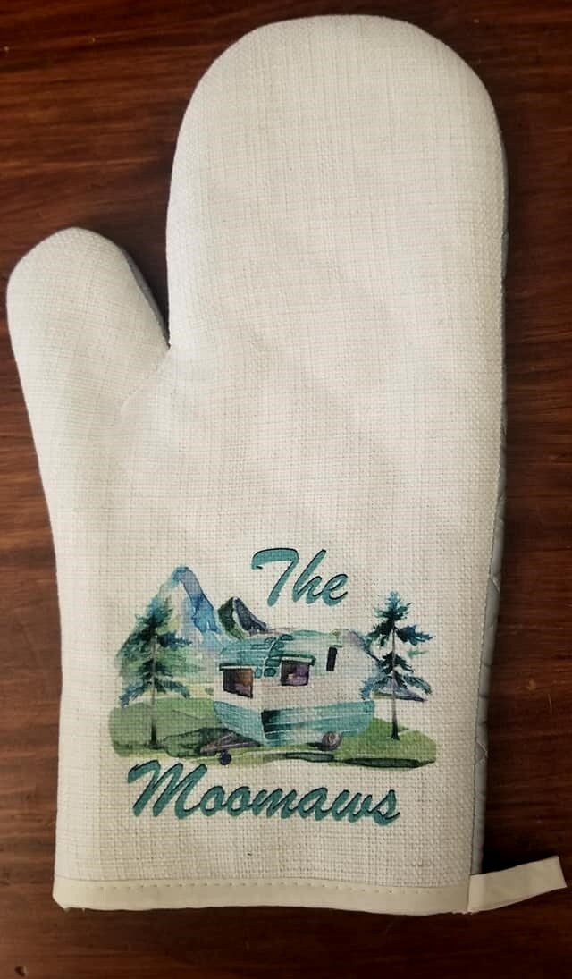 Personalized Oven Mitt & Pot Holder Set, Camper Gift Set Personalized Oven Mitts, Gifts for Mom, Camping RV