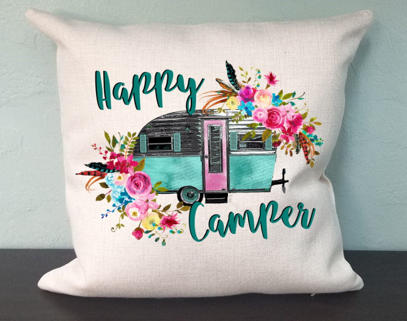 Happy camper pillow discount cover