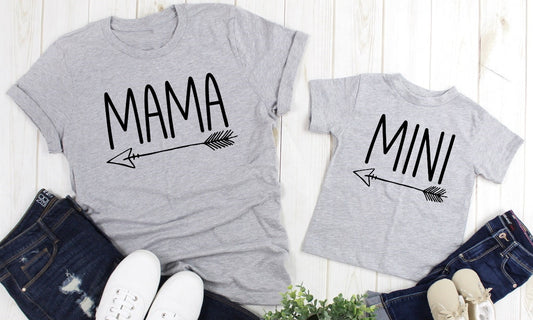 Mama Mini Arrow Mommy Me Adult Kids Toddler Baby Shirt