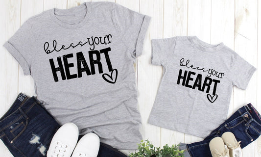 Bless Your Heart Be Kind Heart Southern Mommy Mom Me Adult Kids Toddler Baby Shirt