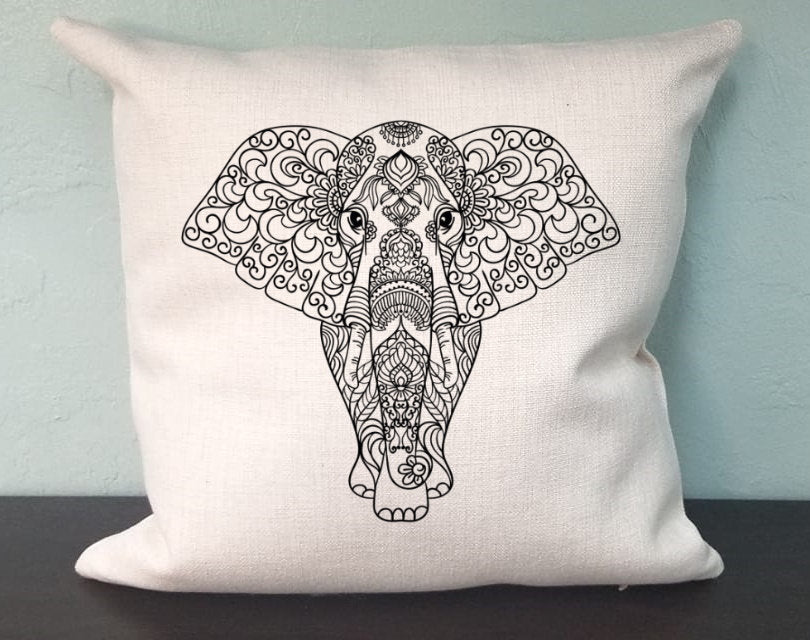 Elephant Mandala Safari Boho Pillow Cover - Elephant Lover -  Decorations Farmhouse Decor Throw Pillow Cover